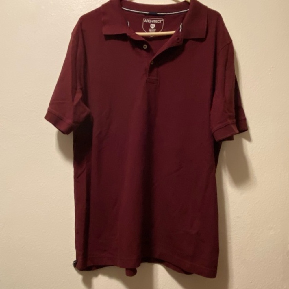Architect Shirt Mens Size XL Pullover Cotton Polo’s Quarter Button‎ Burgundy